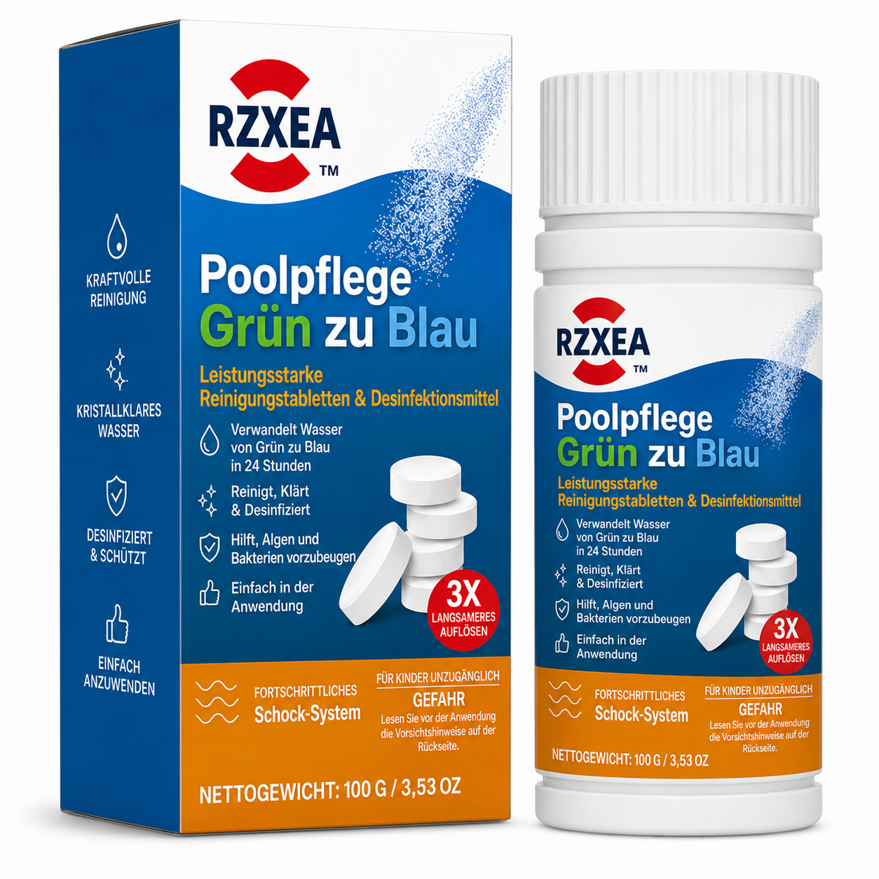 🏆 Neues Upgrade | RZXEA™ Poolpflege Grün zu Blau