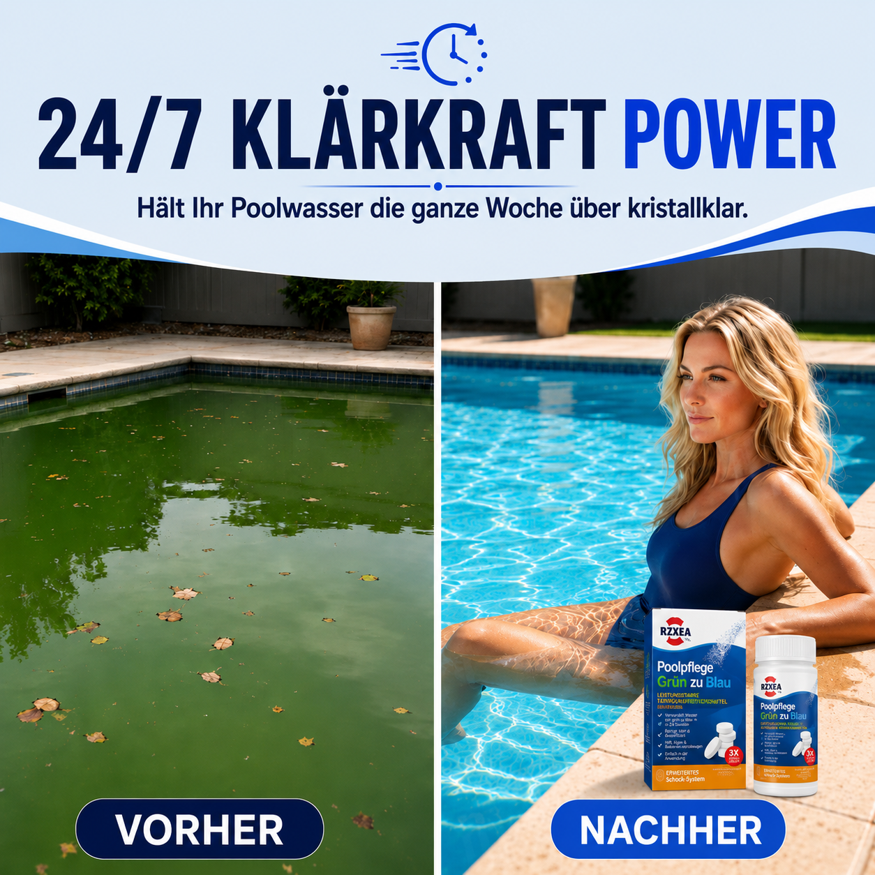 🏆 Neues Upgrade | RZXEA™ Poolpflege Grün zu Blau