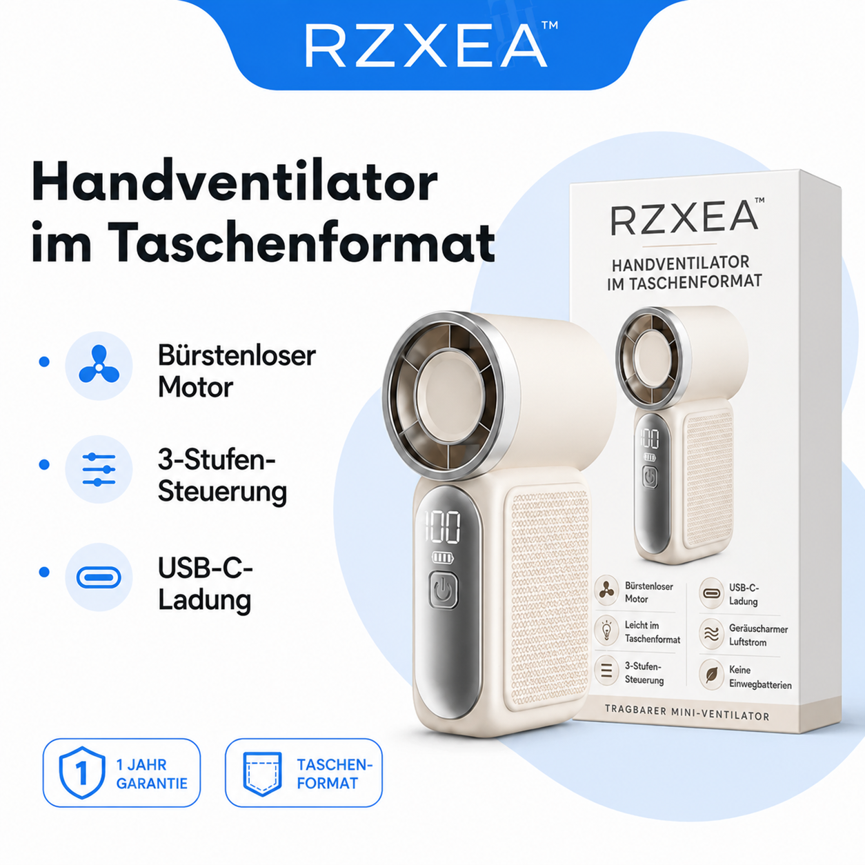 🏆 Neues Upgrade | RZXEA™ Taschengrober Handventilator