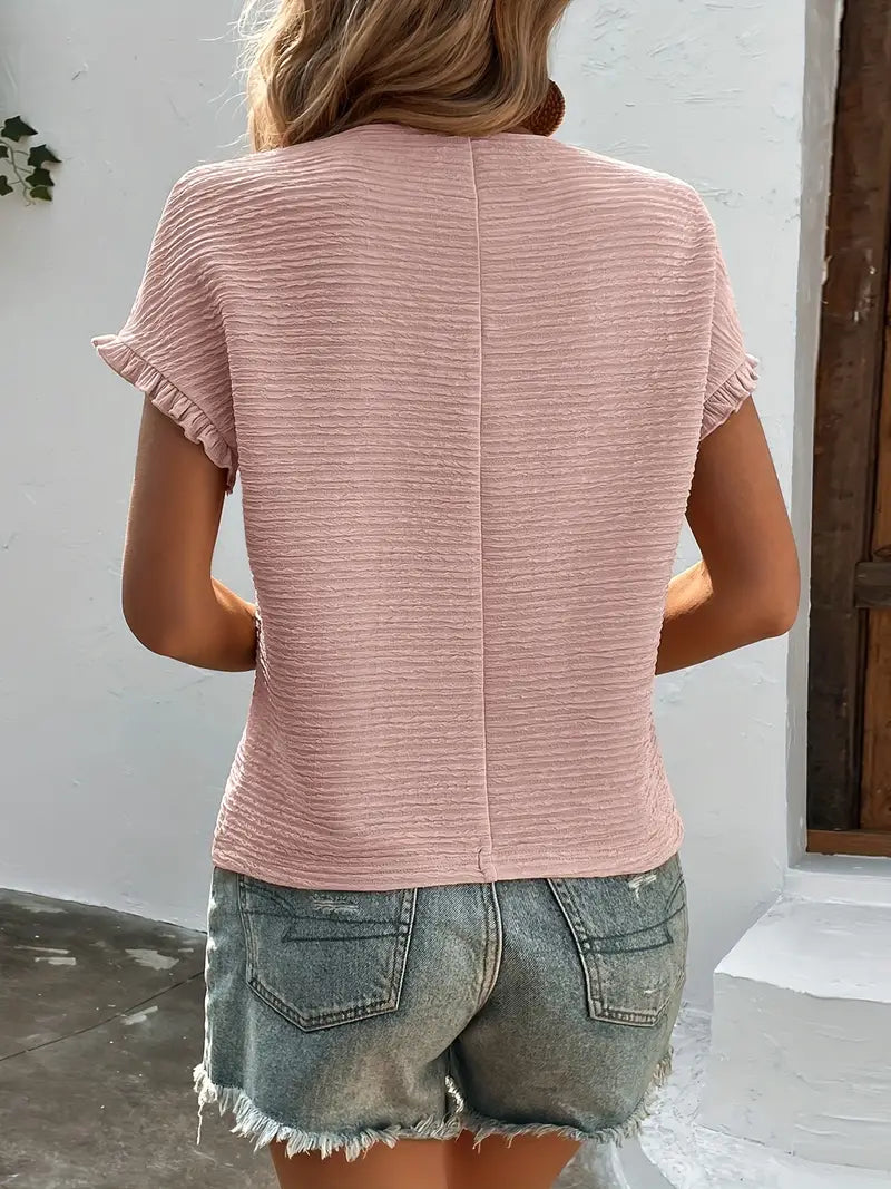 Sfrcord® T-Shirt mit einfarbigem Salatbesatz