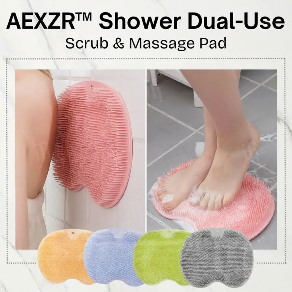 AEXZR® Duschpad für doppelte Verwendung: Peeling und Massage