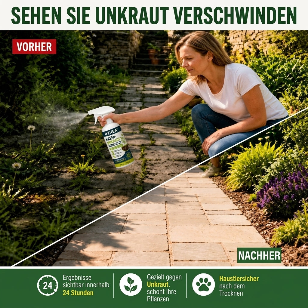🏆 Neues Upgrade | RZXEA™ – Schnell wirkendes, natürliches Sprühmittel gegen Unkraut und Gras im Rasen